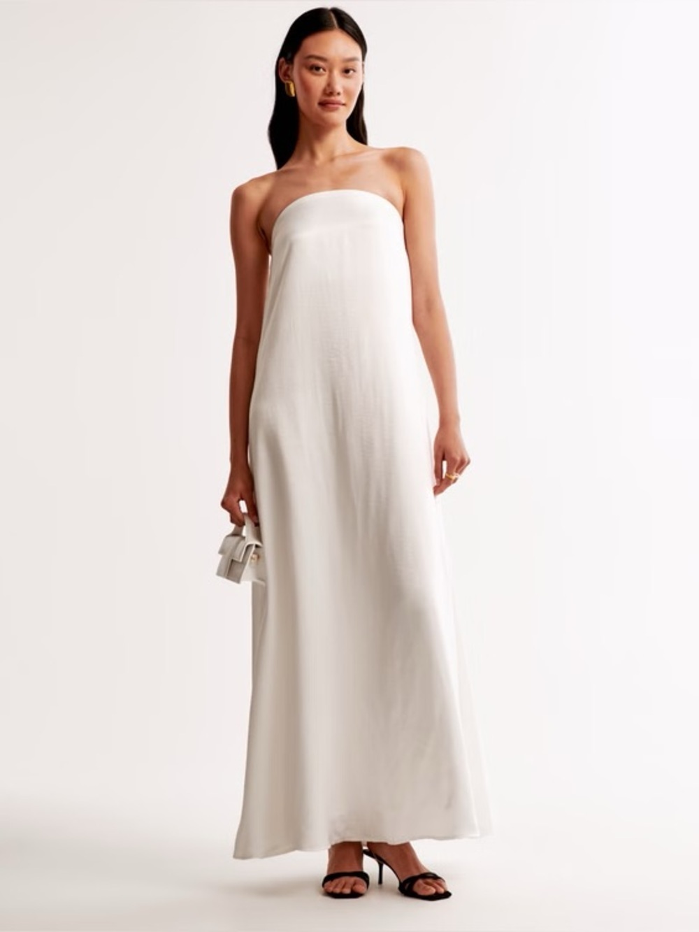 Abercrombie & Fitch Strapless trapeze maxi dress in white size small petite